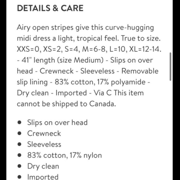 Nwt Frame Crochet Open Knit Striped Long Slim Fit Tank Dress Size XS - Picture 9 of 9